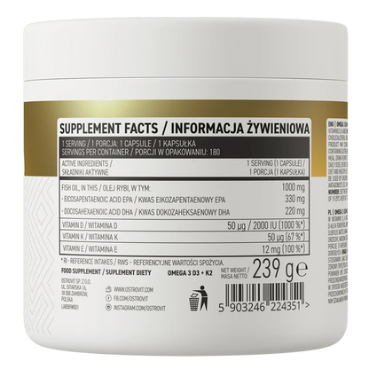 OstroVit Omega 3 D3+K2 180 capsules