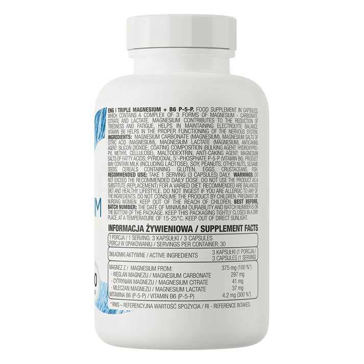 OstroVit Triple Magnesium + B6 P-5-P 90 capsules